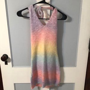 Rainbow halter mini dress